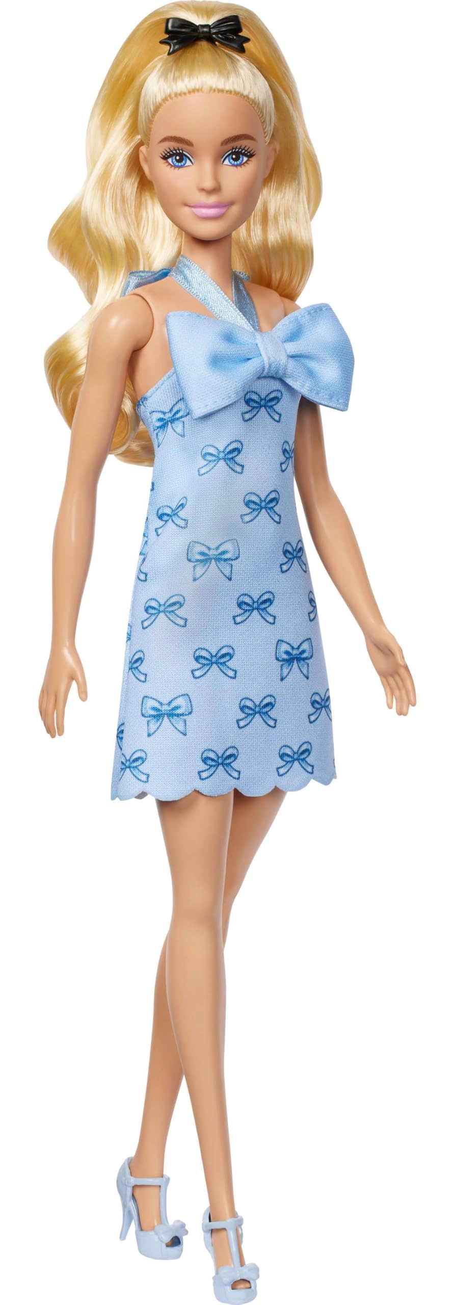 Mattel Barbie Fashionistas - #237 Wavy Blonde Ponytail Blue Bow Halter Dress