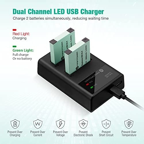 NB-6LH NB-6L + Dual USB Charger - 1800mAh * 2