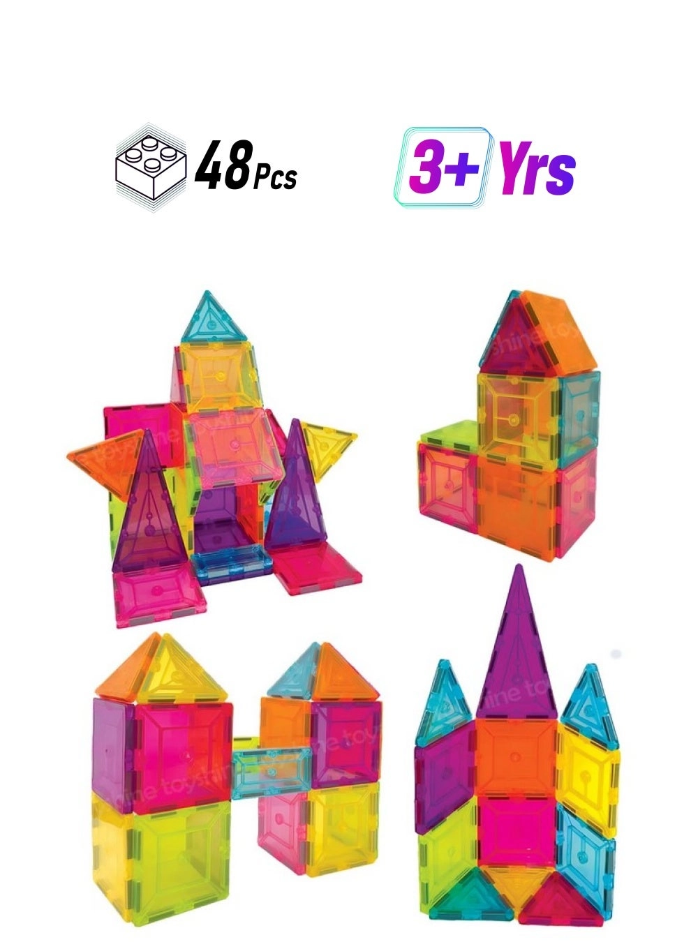 Toyshine Magnetic Tiles - 48 pcs
