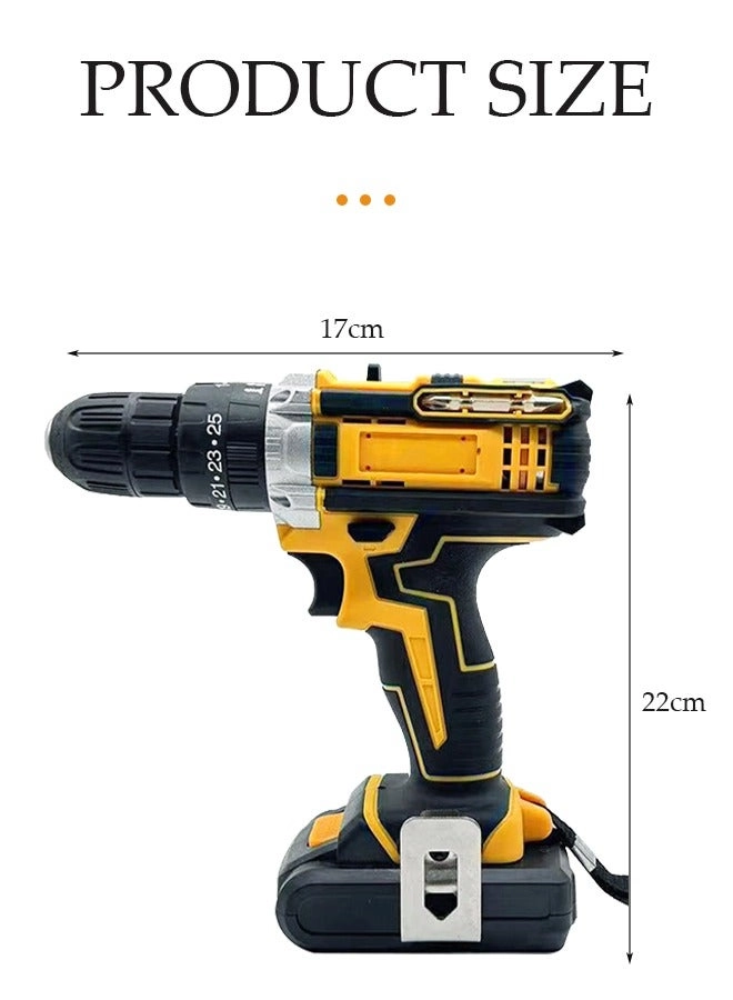 Cordless Drill Set - Impact Drill Set 1 Lithium-Ion Batteries yellow