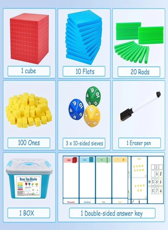 Base Ten Blocks - Kindergarten 1st-3rd Grade 137 pieces