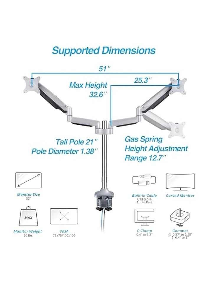 Dual Monitor Stand - 32 Inch 75mm x 75mm or 100mm x 100mm