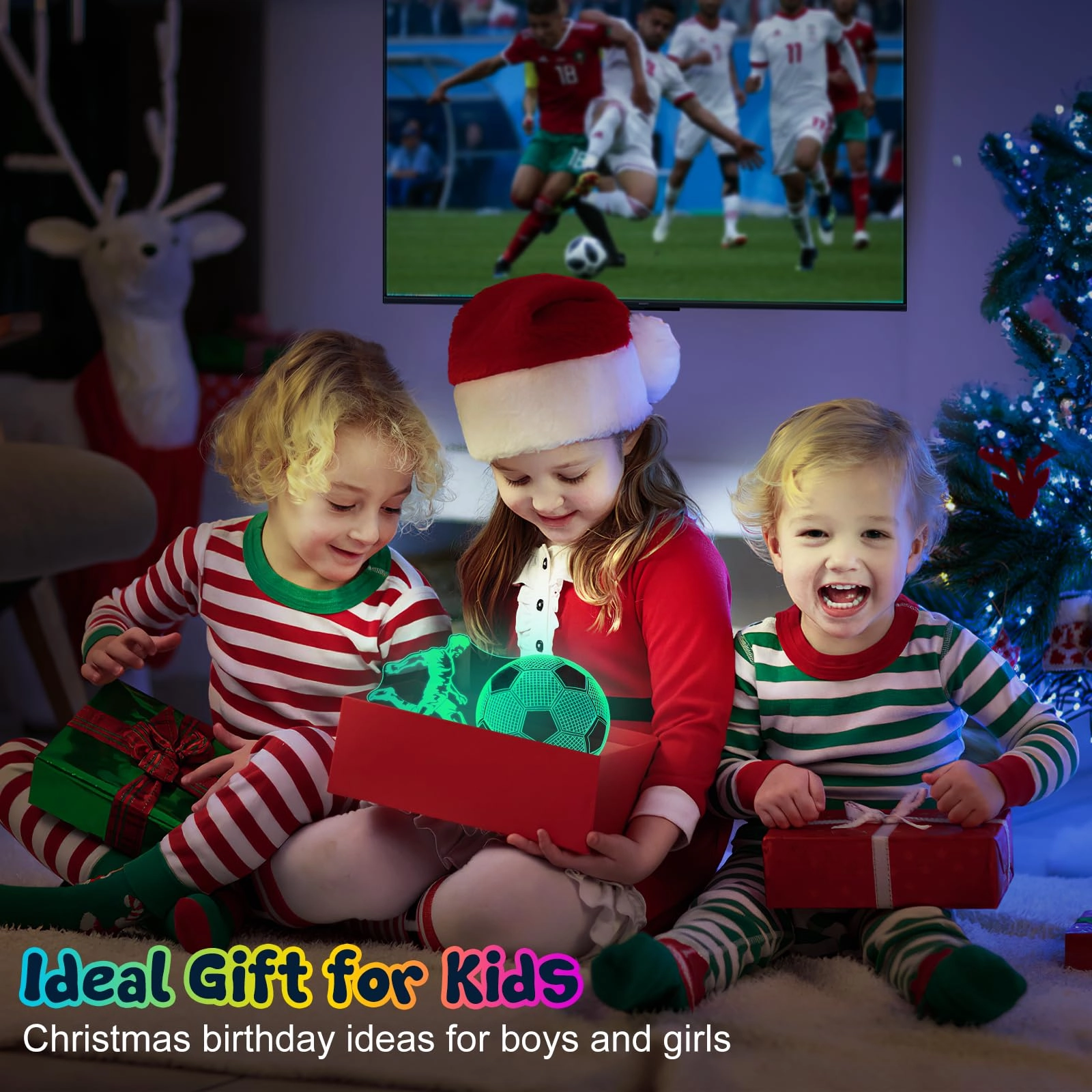 3D Illusion Football Night Light - USB Battery 16 Colors