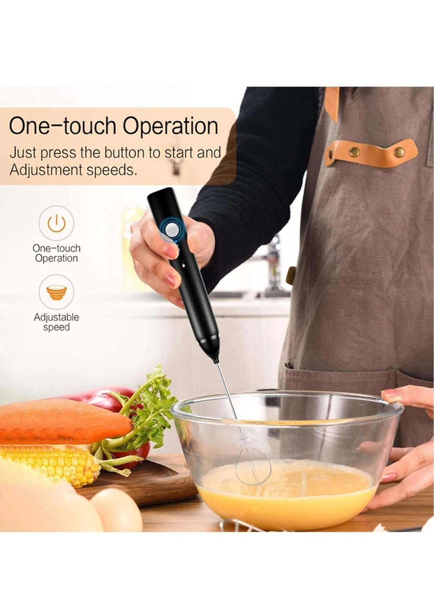 Handheld 3 In 1 - USB Rechargeable 2 mixing heads