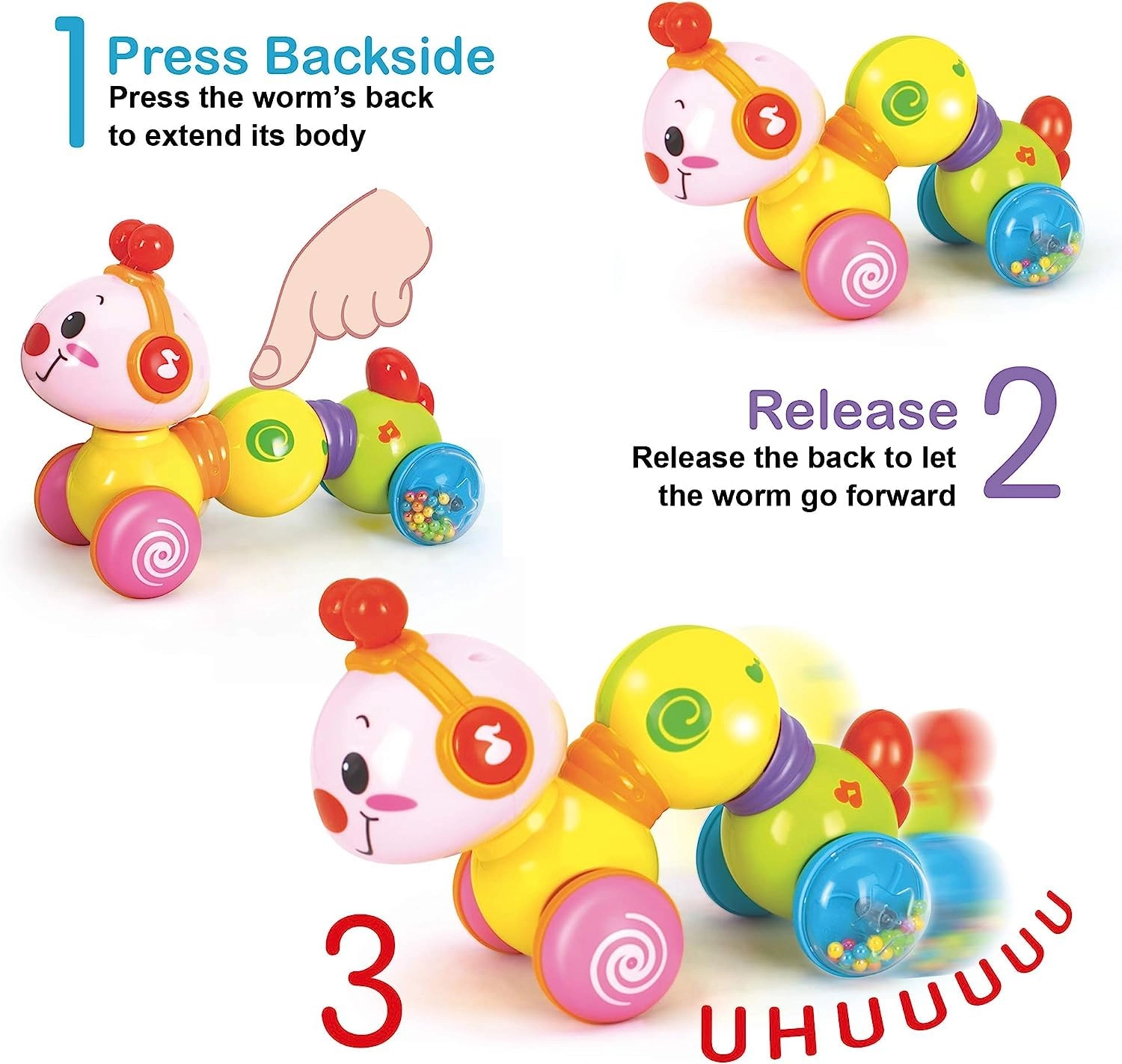 Caterpillar Press & Go Toy - 6 To 12 Months
