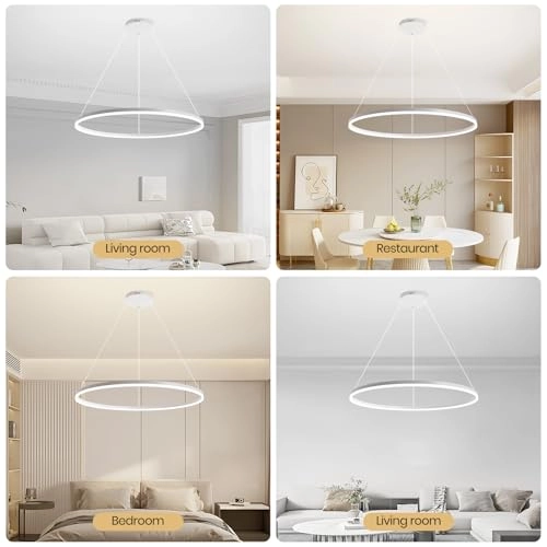 Round LED Chandelier - 3000K–6000K Dimmable
