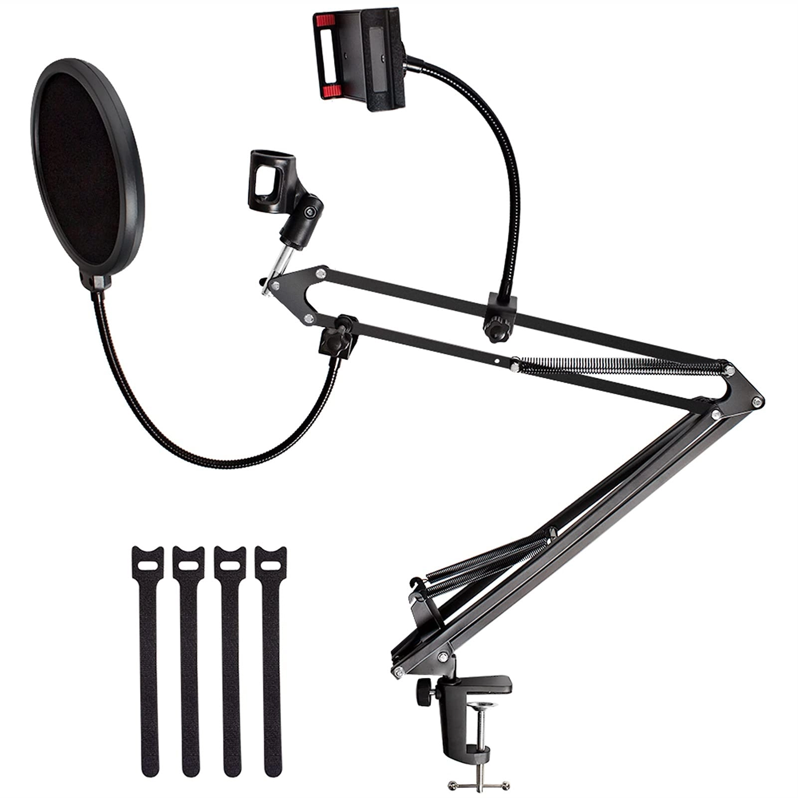 Mic Stand + Mic Clip Holder + Table Mounting Clamp + Pop Filter