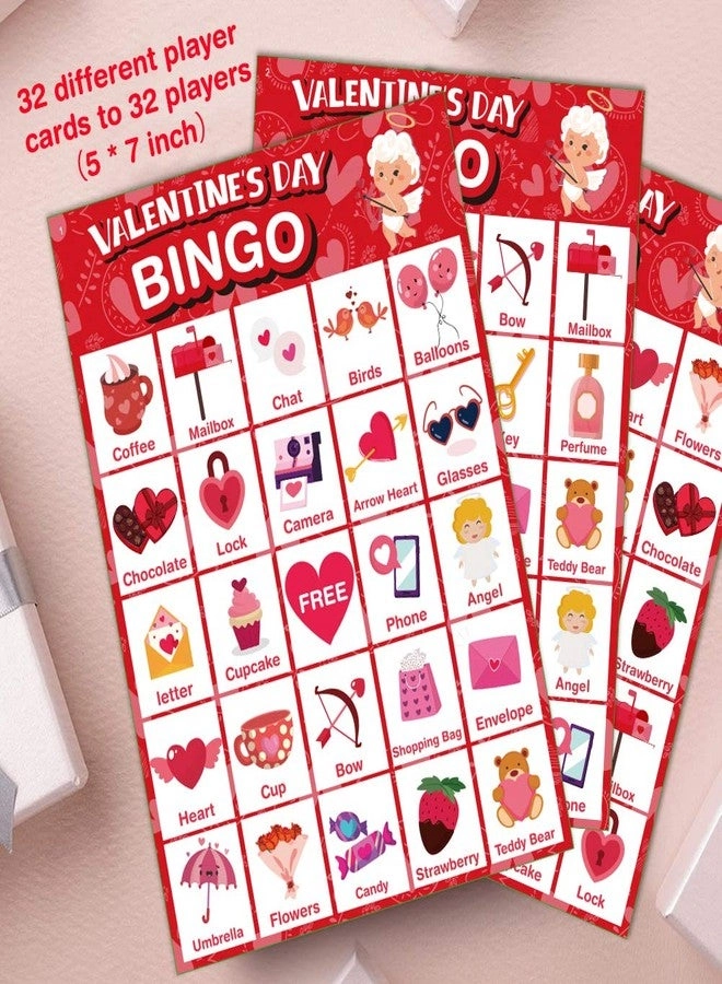 Valentines Day Bingo Game Card - 32 Players Kids/Adults