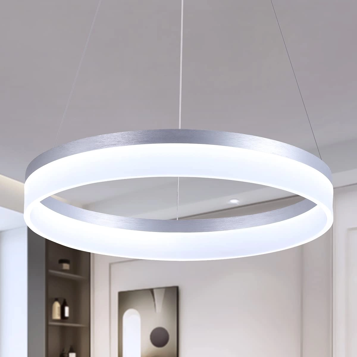 Buccleuch Modern LED Pendant Light - 19.7 inch Dimmable Silver