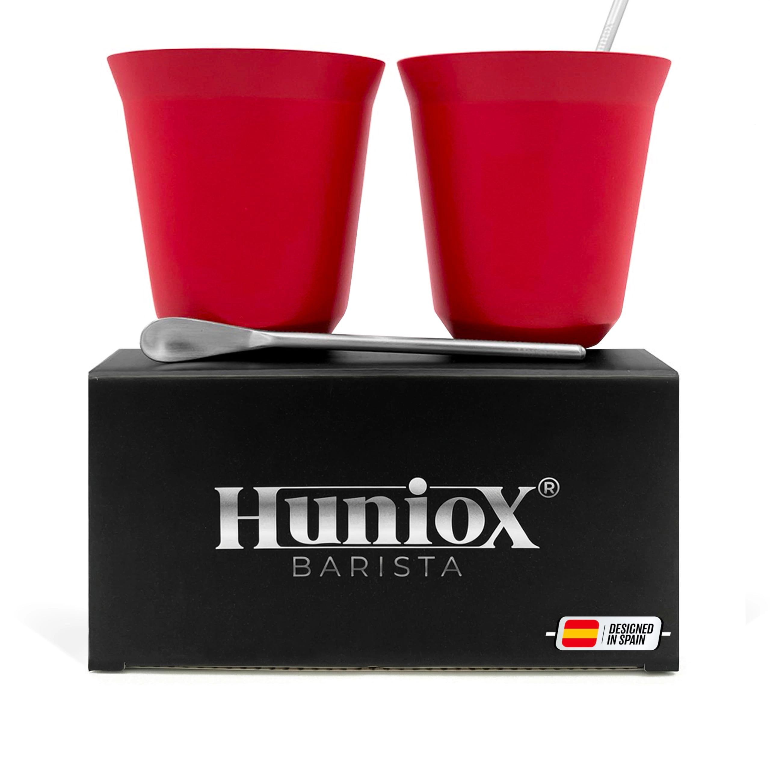 huniox Flat White Cup - 2 pcs - Ruby - 250 ml