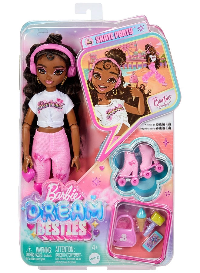 Brooklyn Fashion Doll - Posable Roller Skating Dark Brown Hair Ages 4+