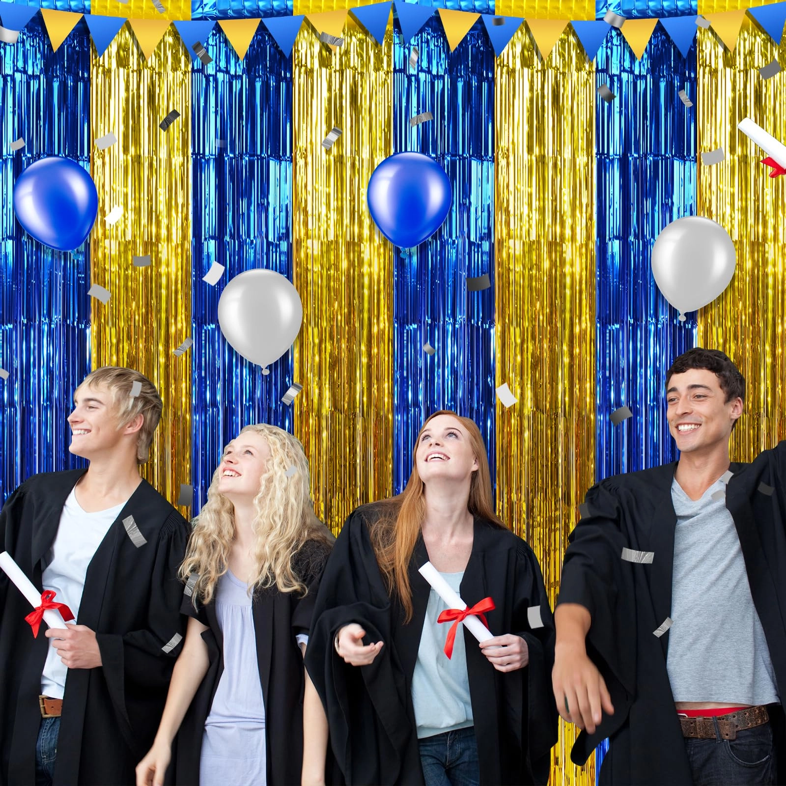 Foil Fringe Curtain - 3 Birthday Graduation Prom Wedding Pack