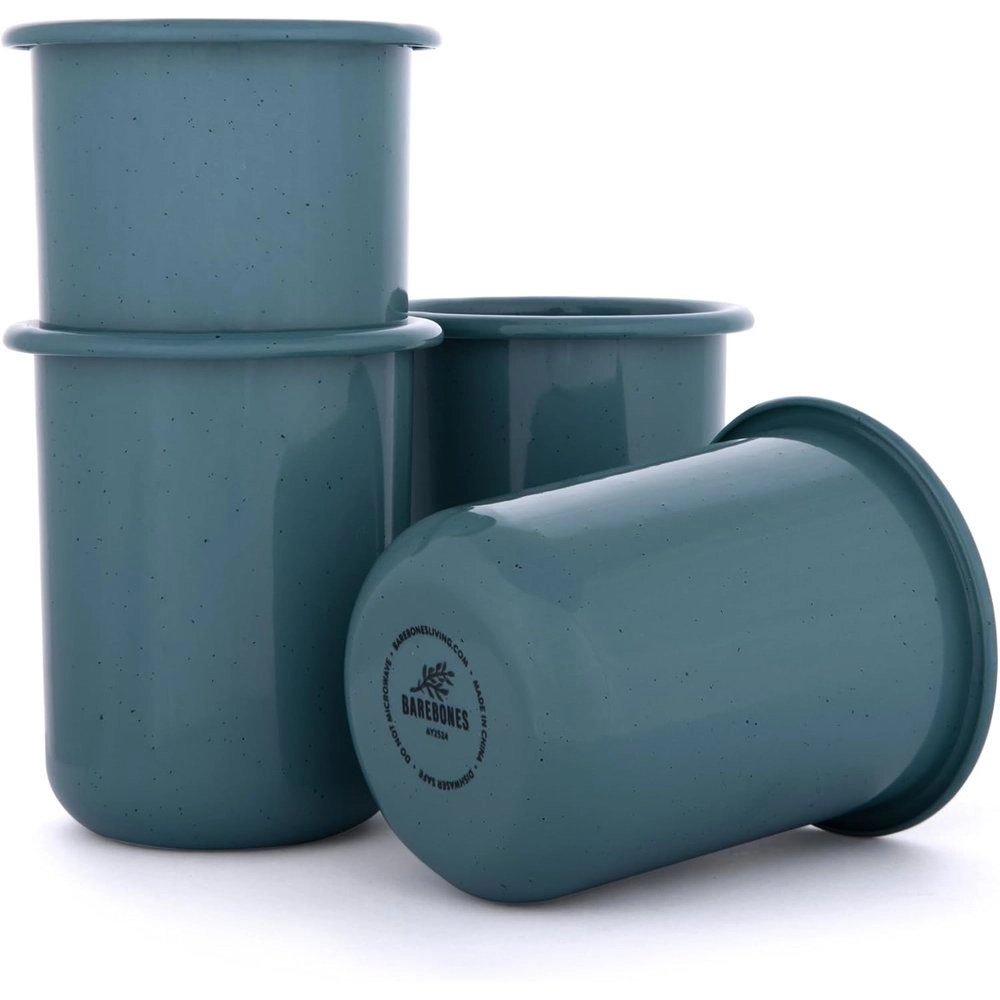 BAREBONES Rolled Enamelware Cup - 4 pcs Smoky Blue