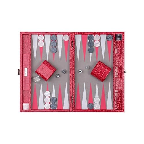 Backgammon Set - Medium Pink Crocodile Vegan Leather