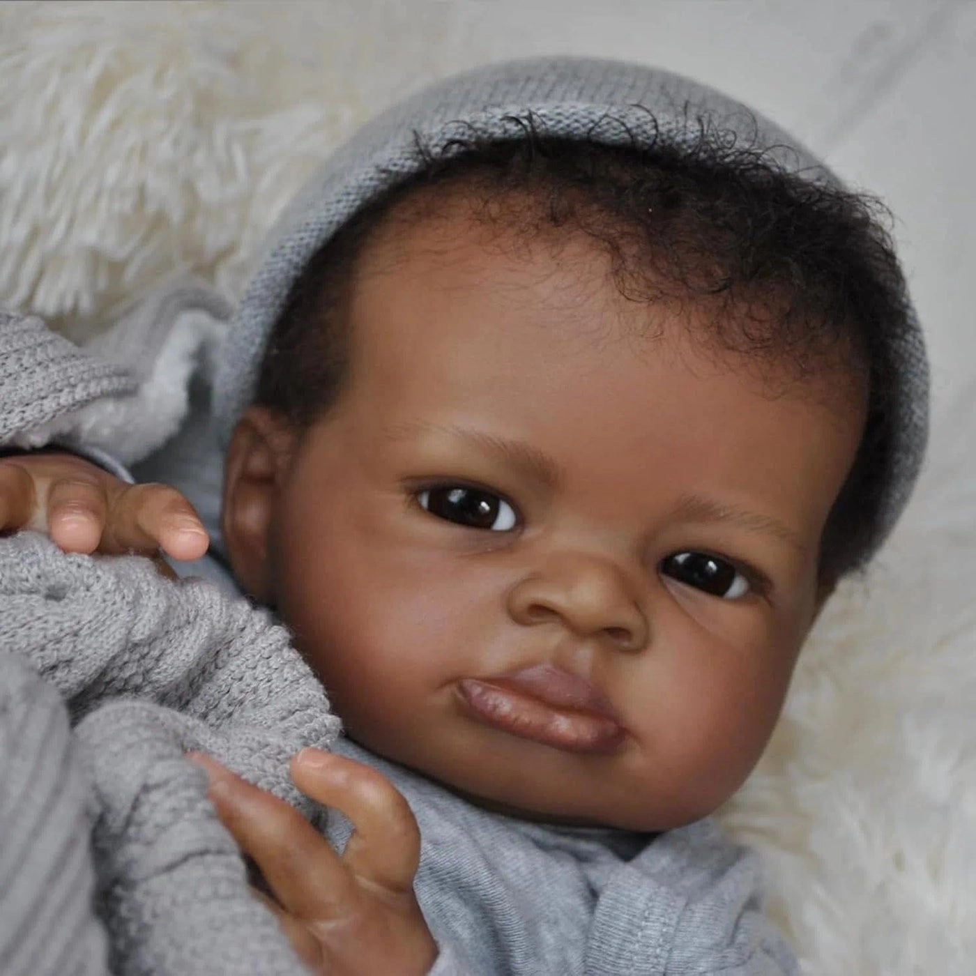 Lanny Reborn Baby Doll - 20 Inch Silicone Cloth Body Black