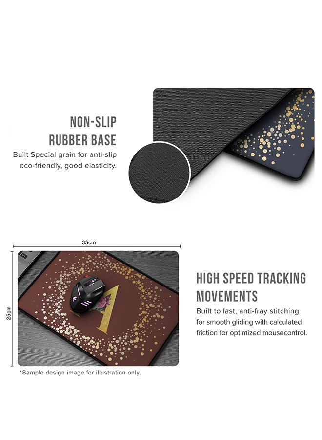 Custom Monogram Initial Letter Floral Pattern Cloth Gaming Mouse Pad - 35x25 cm