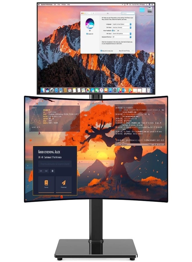 Dual Monitor Stand Riser - 2 Monitors 3 Shelf