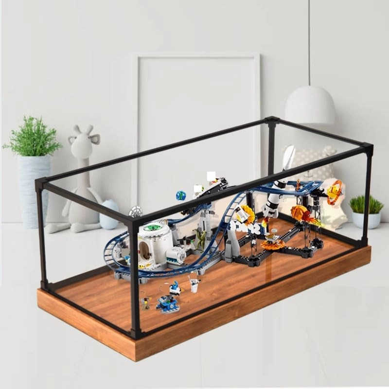 LegoCreator Clear Acrylic Display Case (31142) - 60x30x30cm Acrylic Wood Bottom+alloy Edge