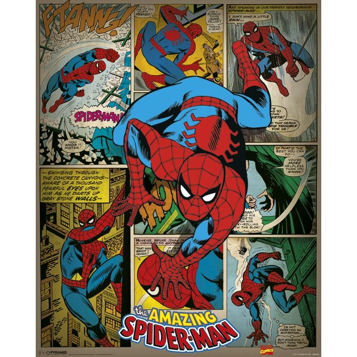 PYRAMID POSTERS Marvel Spider-Man Retro Mini Poster - high quality gsm paper 40 x 50 CM