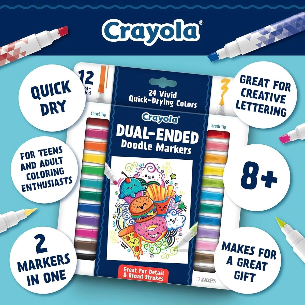 Dual Ended Doodle Marker - 12 Multi Colour