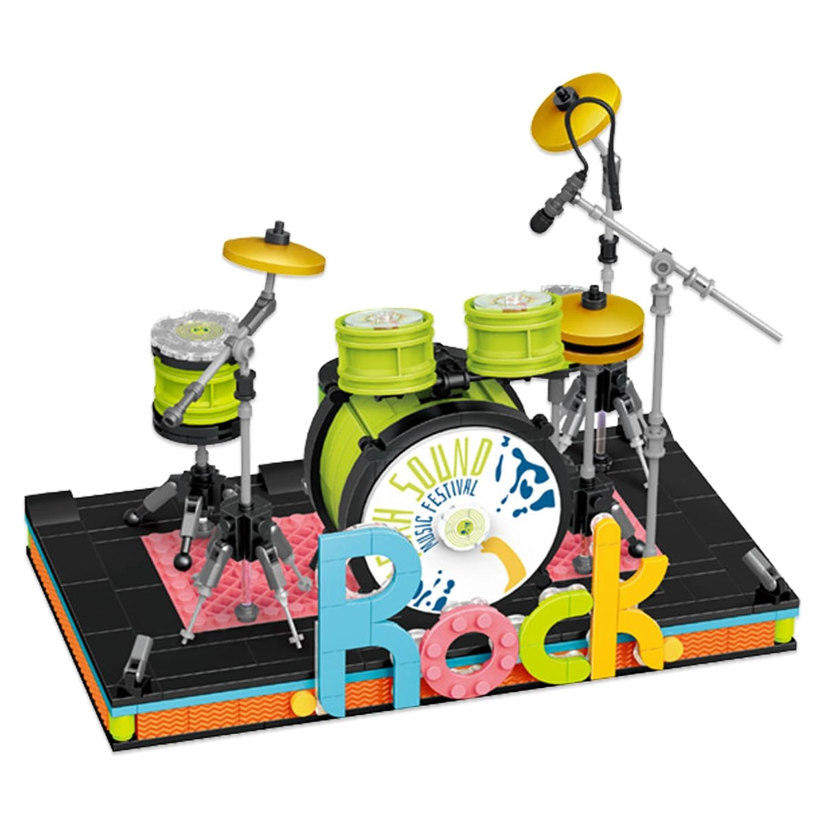 Fuwraixis Drum Kit Building Blocks - 544 Pieces Display Base