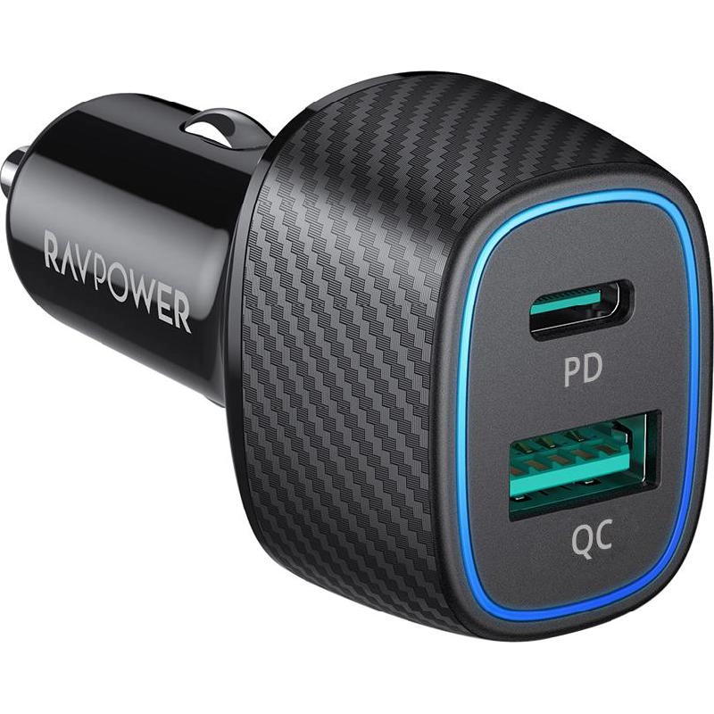 RAVPower Dual Port PD Car Charger - 3A