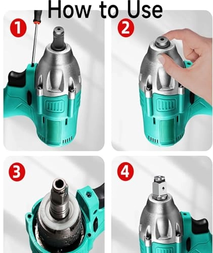 Impact Wrench Cordless - Alloy Steel Dual-Use Shaft Black
