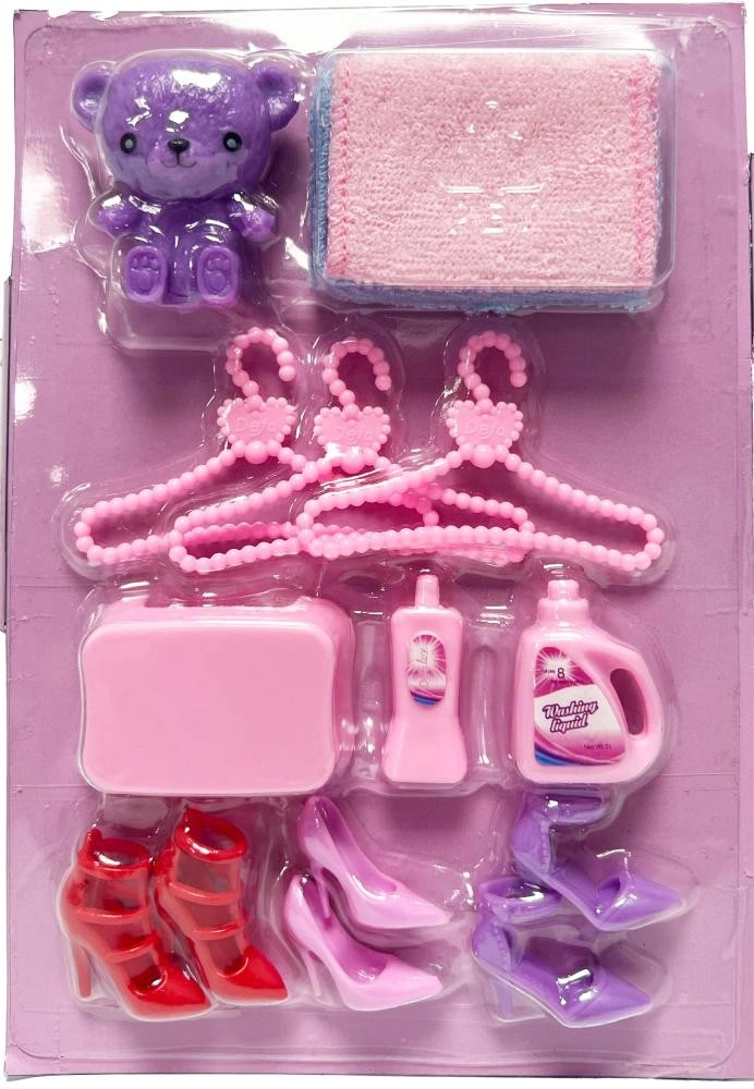 Doll with Laundry Set - Pink Battery-operated Washing Machine Ages 3+