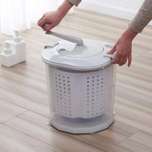 Manual Washing Machine - 1200RPM Portable Hand Cranked Detachable Dehydration Basket