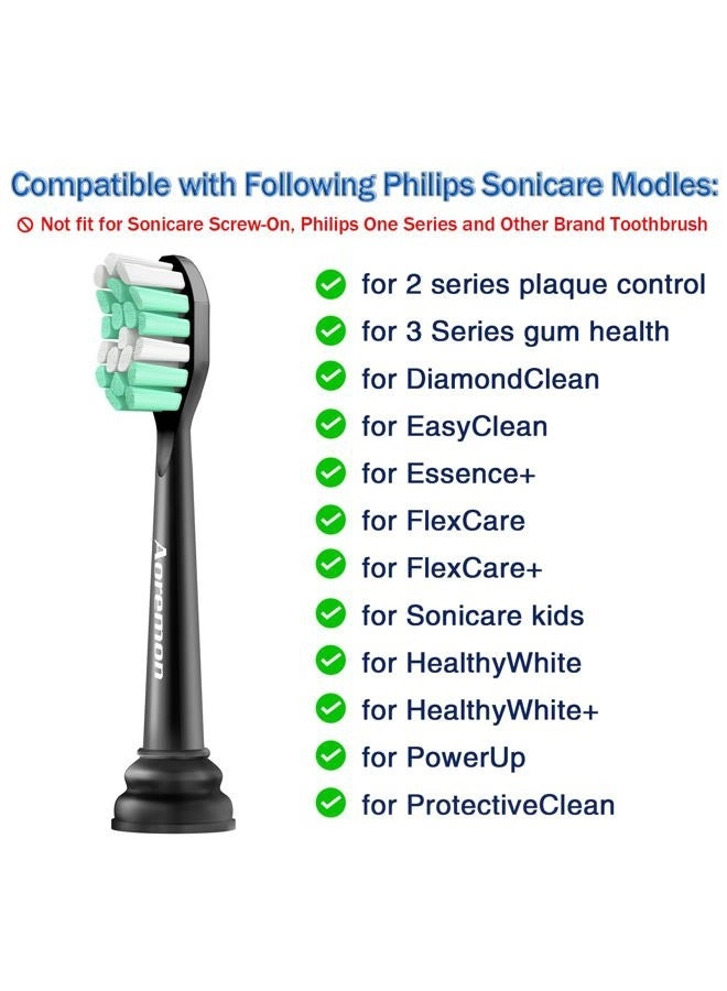 Replacement Brush Heads - Compatible with Philips Sonicare 8 Count Black