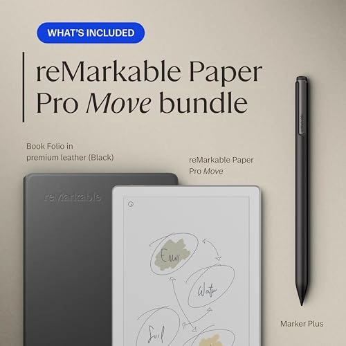 Paper Pro Move - 7.3" Color + Marker Plus + Book Folio - Black Leather