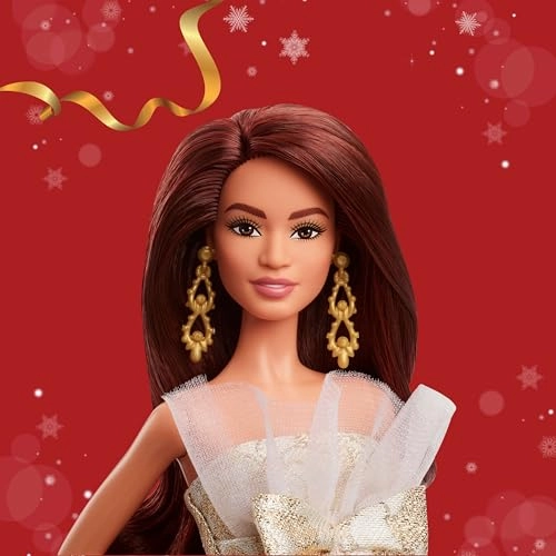Barbie Signature 2025 Holiday - Dark Brown Hair Silver & Gold Gown Ages 6+