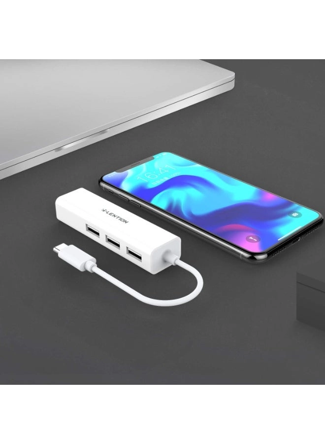 USB C to 3 USB 2.0 Ports Hub - Gigabit Ethernet 4K HDMI