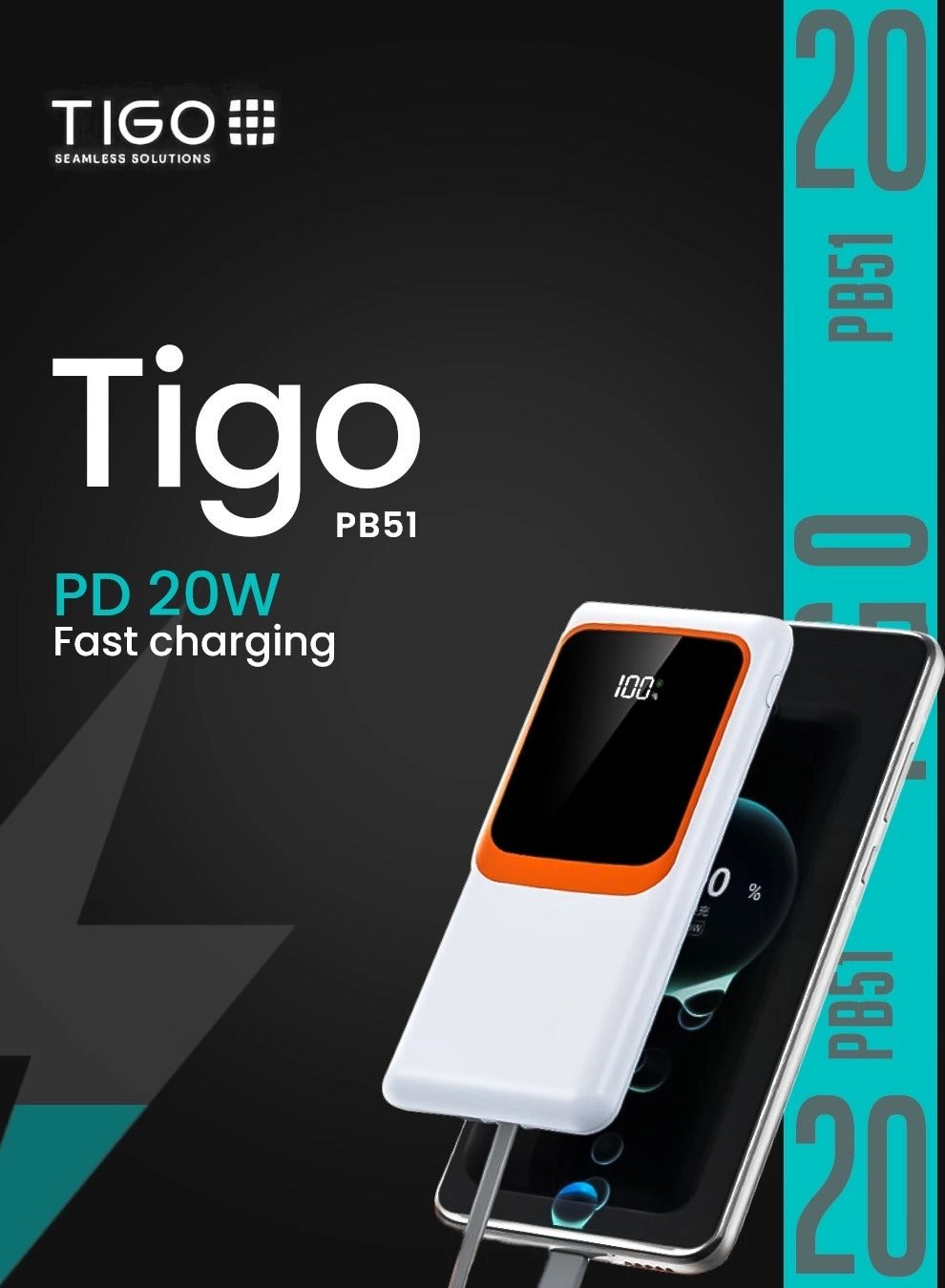 TPB1W - 10000 mAh 22.5 Watt 2 1 Type C cable