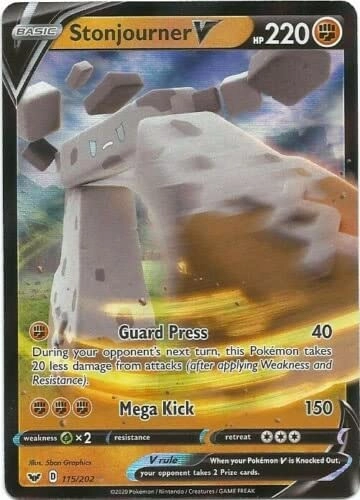 Pokémon Pokemon Stonjourner V 115/202 - English Sword & Shield + Toploader