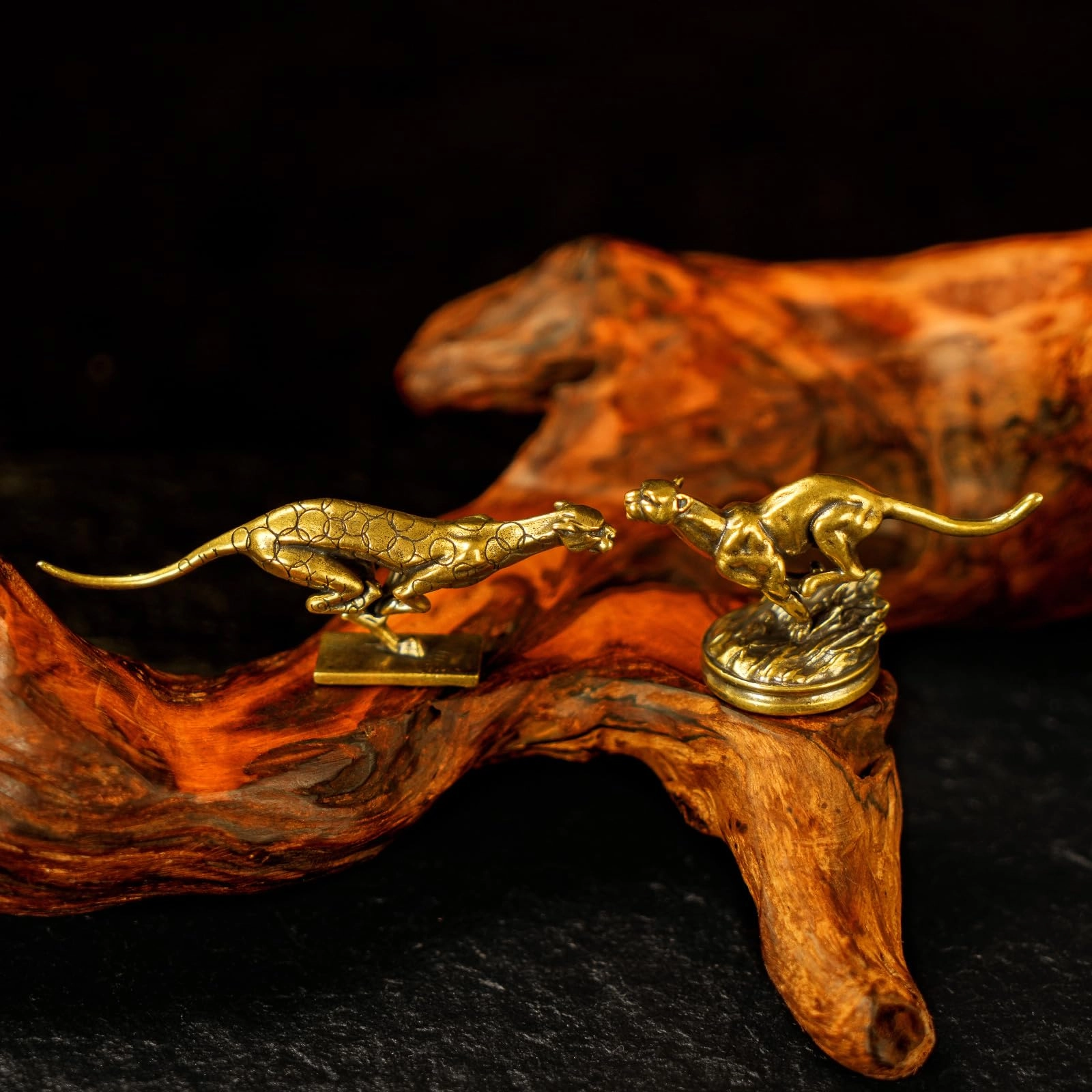 Running Cheetah Statue - Brass