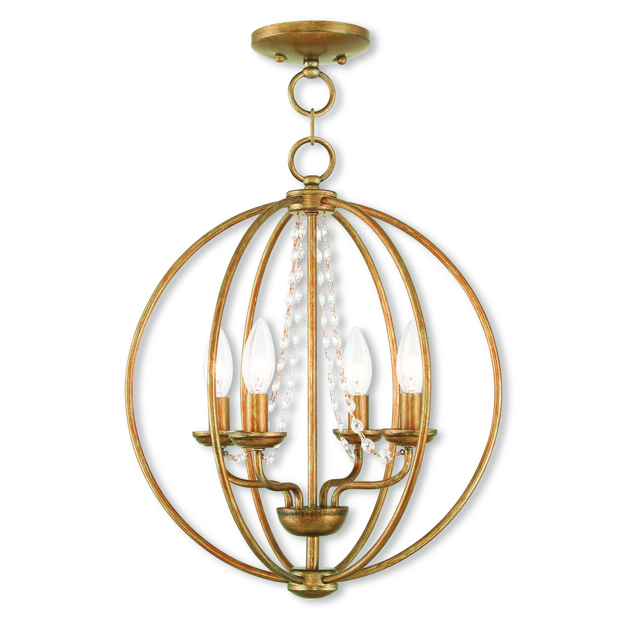 Livex Lighting Arabella 4 Light - Antique Gold Leaf Clear Crystals