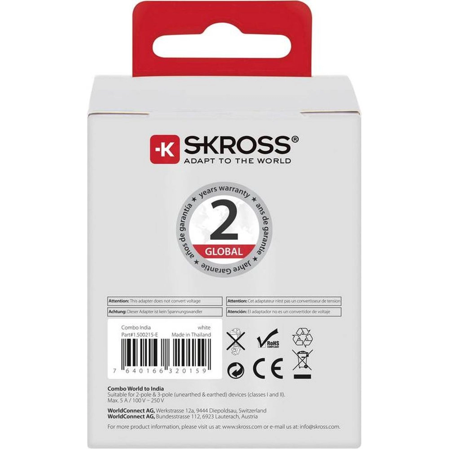 World Travel Adapter Alpha - Europe (Schuko), Australia/China, UK, USA, Switzerland, Italy, Brazil