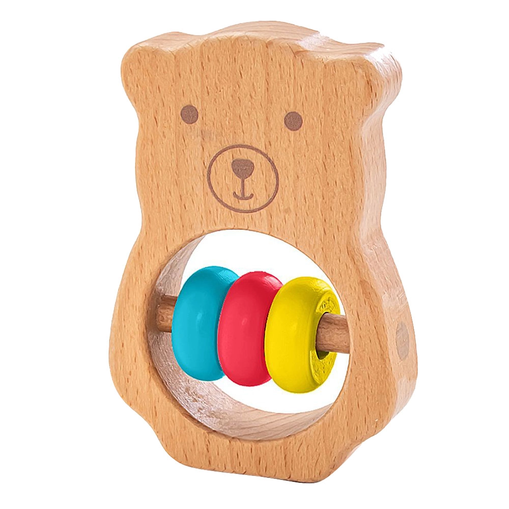 Bimbly Wooden Rattle Toy - 6 to 12 months Wooden Bear