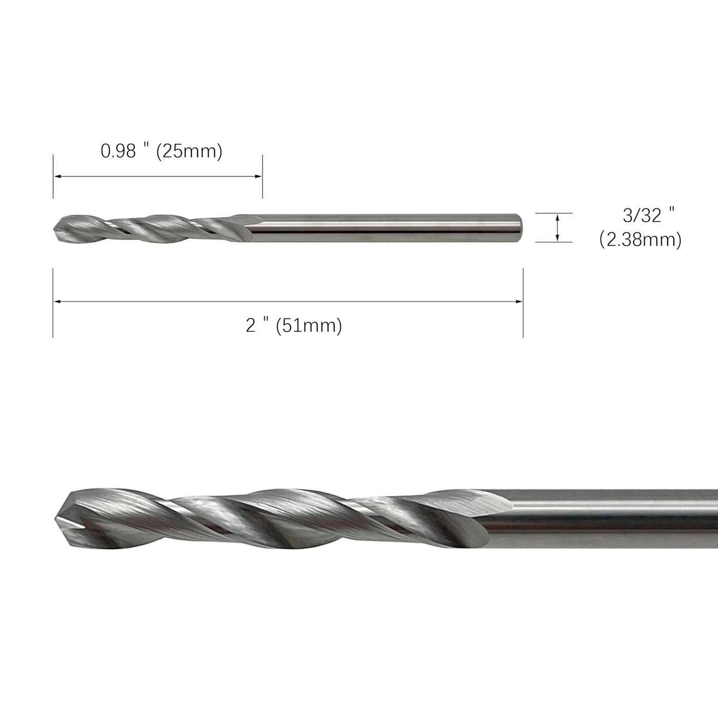 Jobber Drill Bits - Solid Tungsten Carbide 5-Piece 3/32""