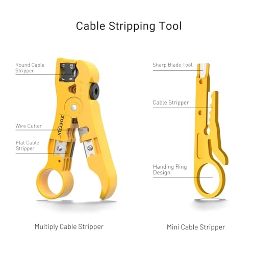 Pass Through Crimper + RJ45 Tester + 110/88 Punch Down Tool + Stripper + Cutter + Cat6 Pass Through Connectors and Boots - 4 6 8 LAN/Ethernet