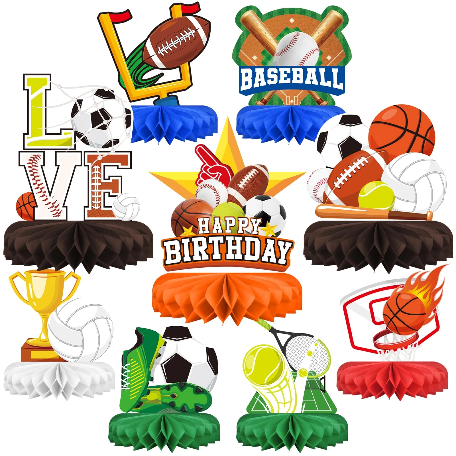 gatherfun Honeycomb Centerpiece - 10-piece Baseball