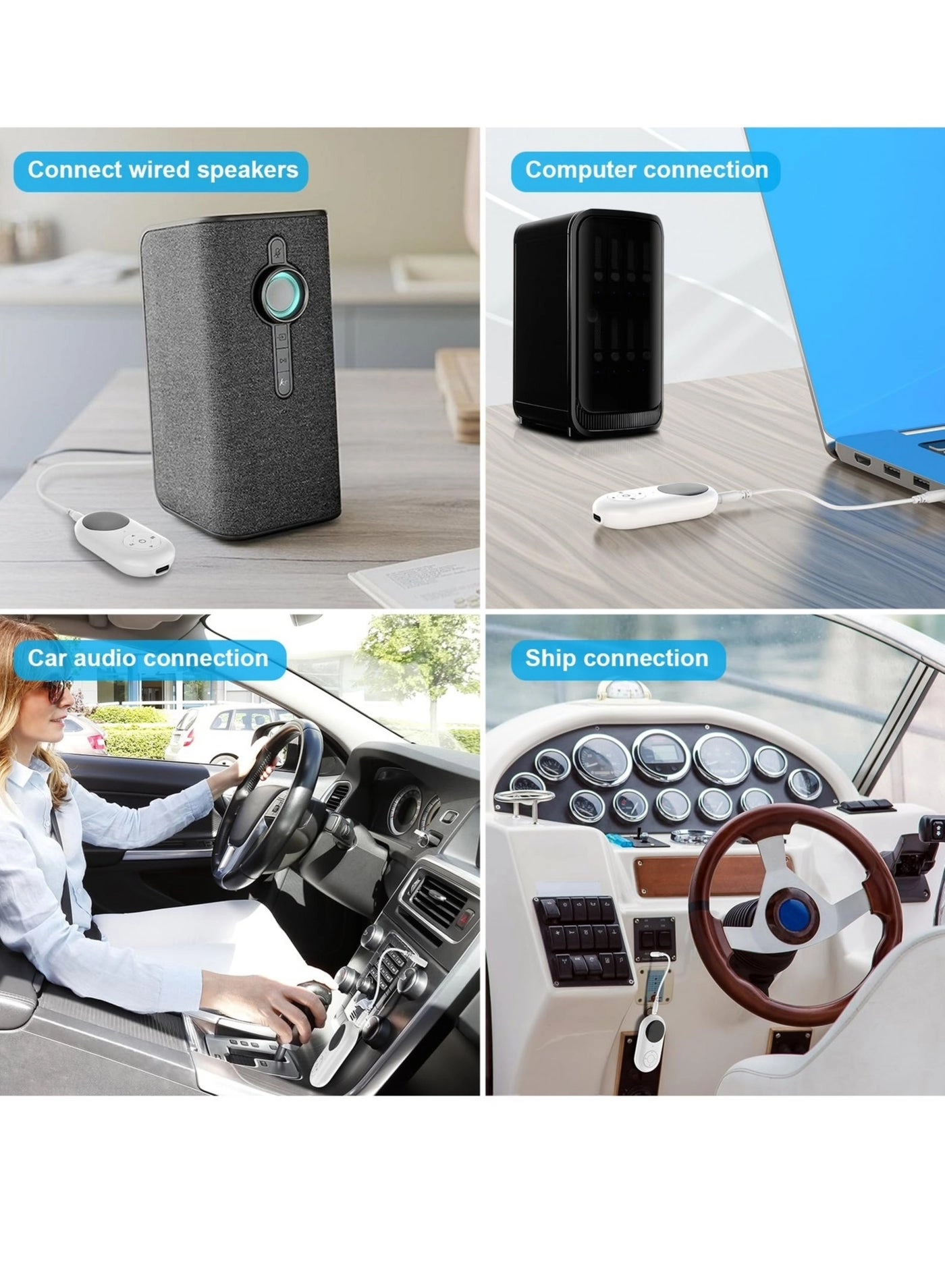 Bluetooth Transmitter & Receiver - Bluetooth 5.2 3.5mm AUX Built-in 250mAh Li-Polymer battery