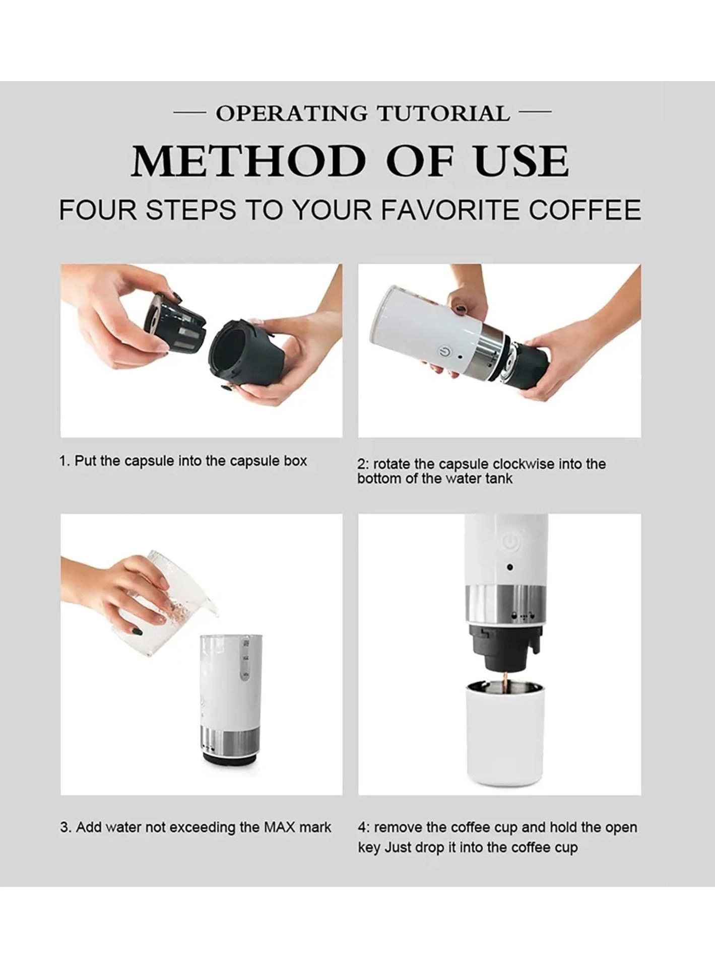 Portable Electric Coffee Brewer - Automatic Espresso Maker 95°C Extraction
