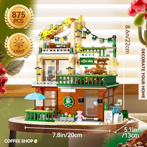Street View Coffee Shop City Building Set (FJ9567) - Modular LED Lighting