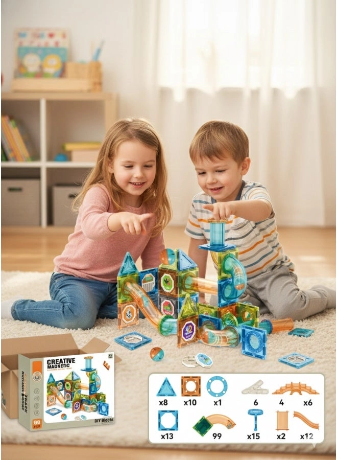 Magnetic Building Blocks Track Set - 88 pcs
