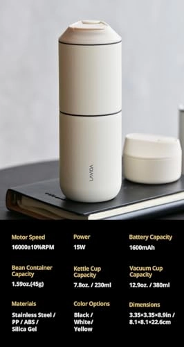 Portable Espresso Maker - 5 Levels Electric Grinder USB Charging