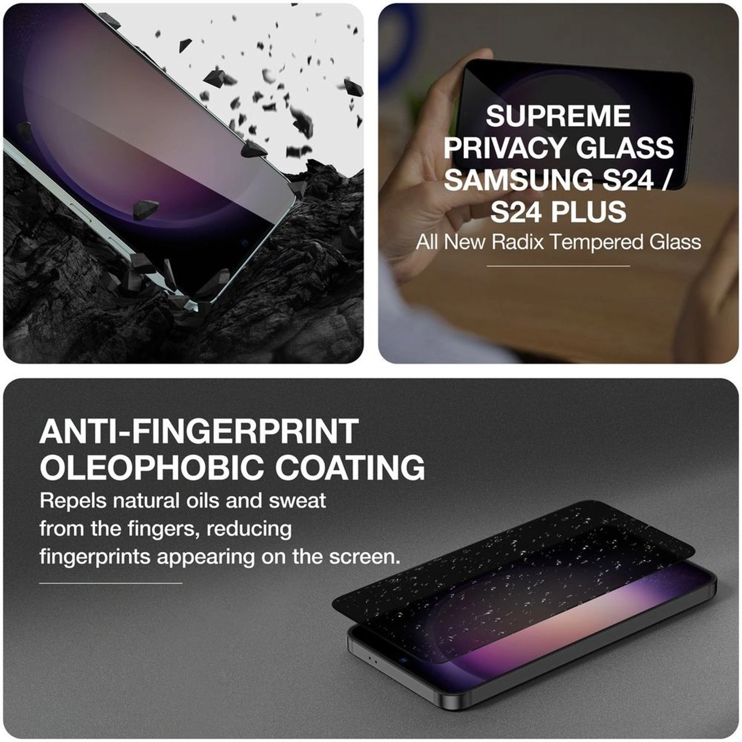 Privacy Screen Protector Galaxy S24 Plus - 28 Degree Privacy Tempered Glass