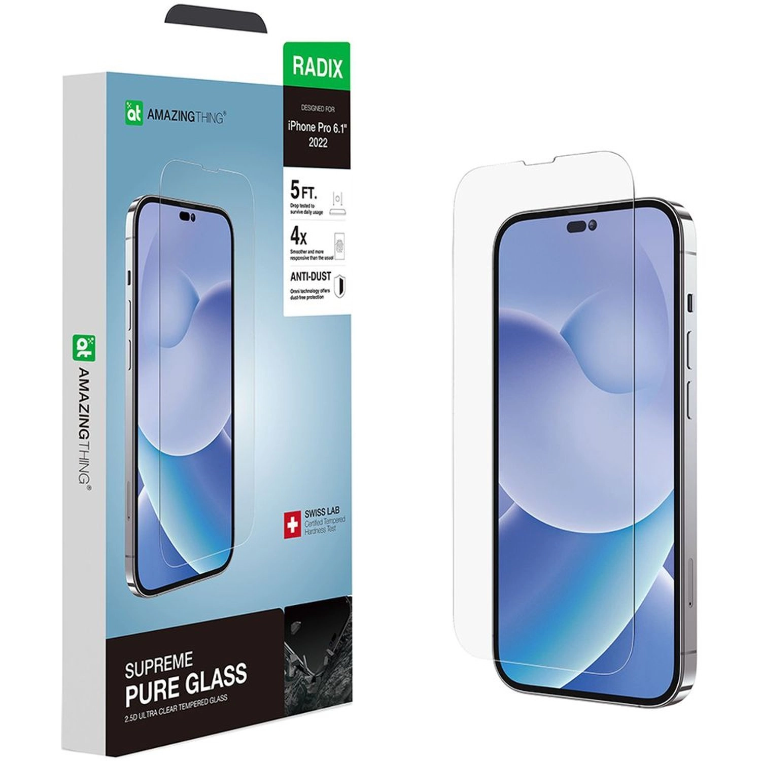 AMAZINGthing Clear Tempered Glass Screen Protector for iPhone 14 Pro