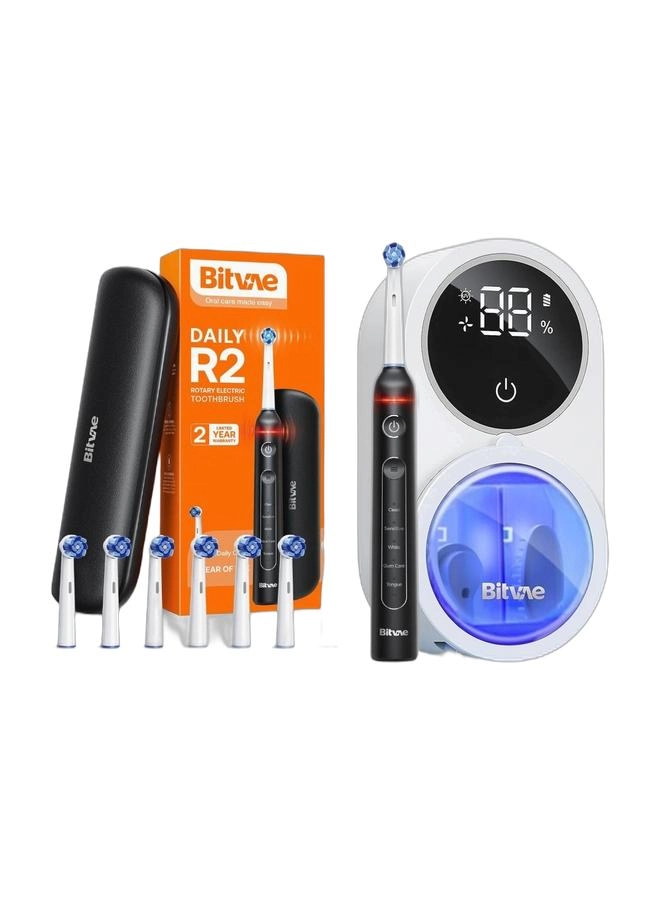 BV R2 - Rechargeable 5 Cleaning Modes + UV Toothbrush Sanitizer - with Holder + Hygiene Case - USB-C